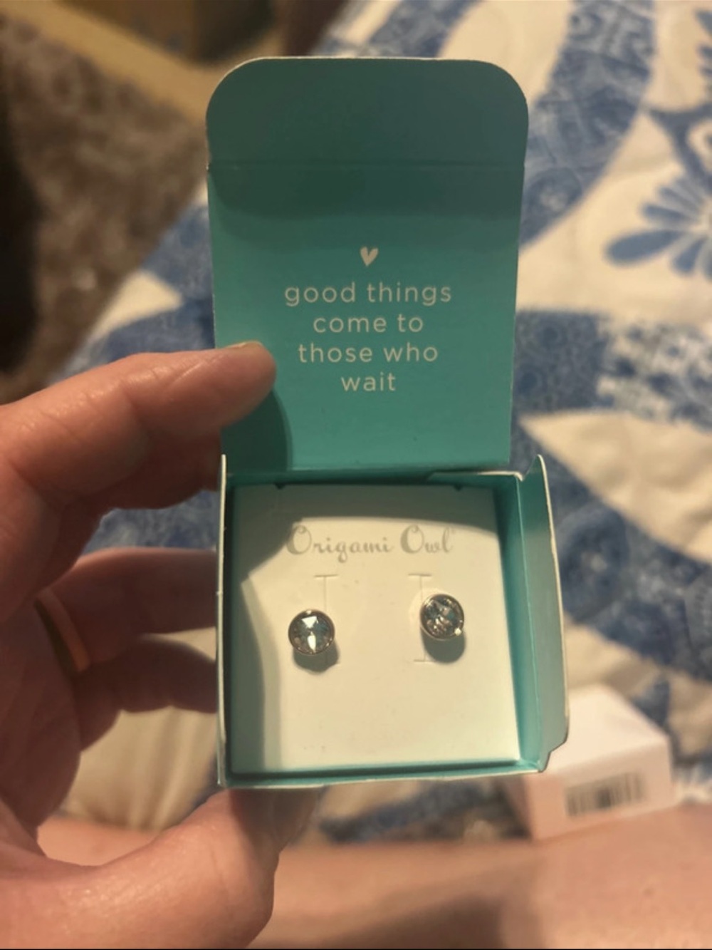 Origami Owl Silver Crystal Stud Earrings - Gold